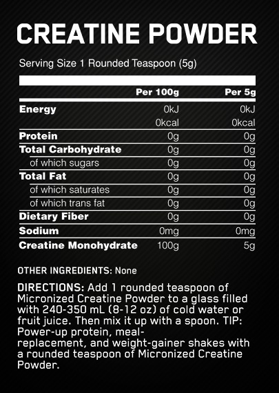 fact MICRONIZED CREATINE POWDER
